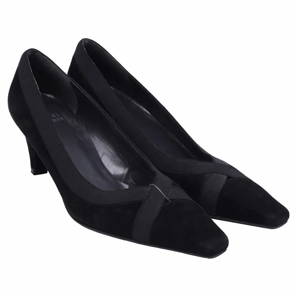 Stuart Weitzman Black Suede Kitten Heels Pre Loved Excellent Condition